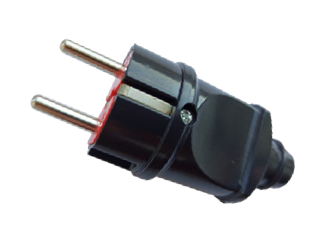 Вилка з/з, 16А, пряма, чорна, MARSO