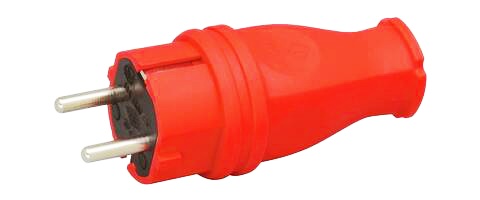 Вилка з/з, 16А, каучук, (IP44), пряма, червона, MARSO