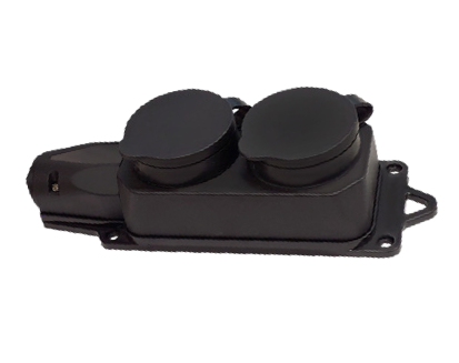 Колодка 2 гнізда з/з, 16А, каучук, (IP44), чорна, MARSO