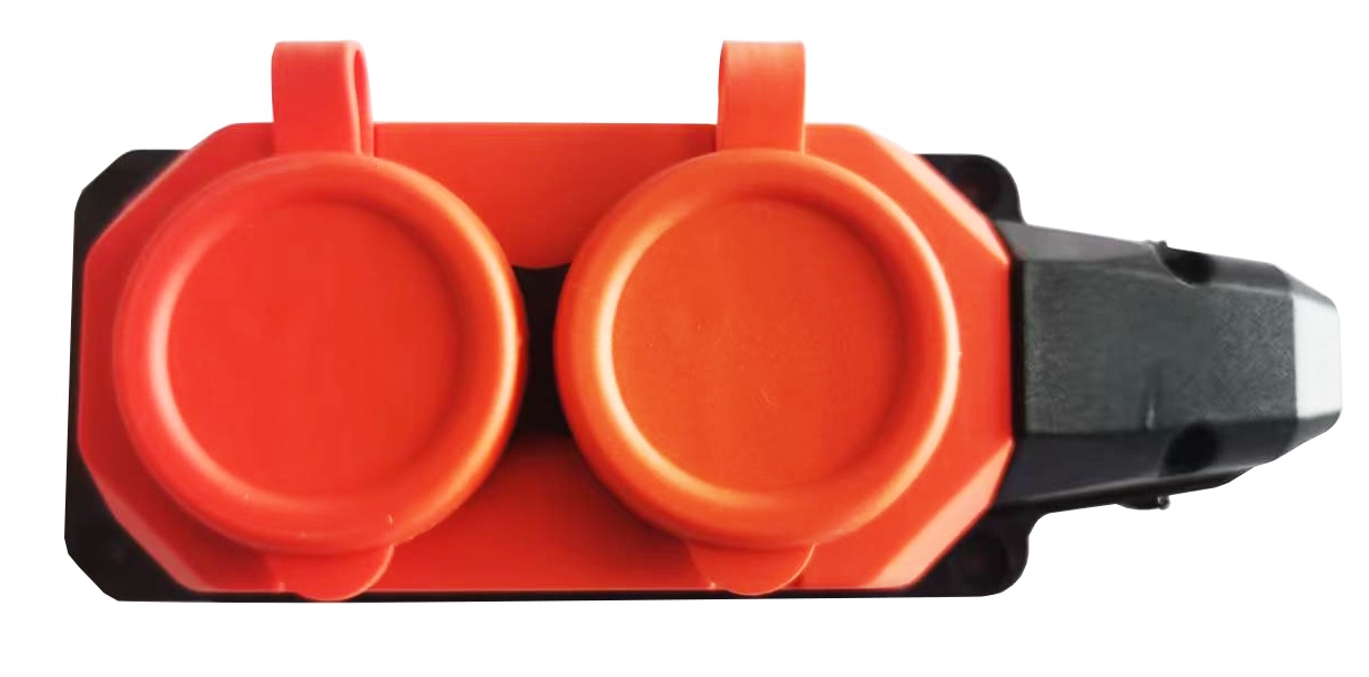 Колодка 2 гнізда з/з, 16А, каучук, (IP44), червона, MARSO