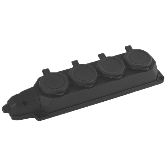 Колодка 4 гнізда з/з, 16А, каучук, (IP44), AY-KA, (55 400 00)