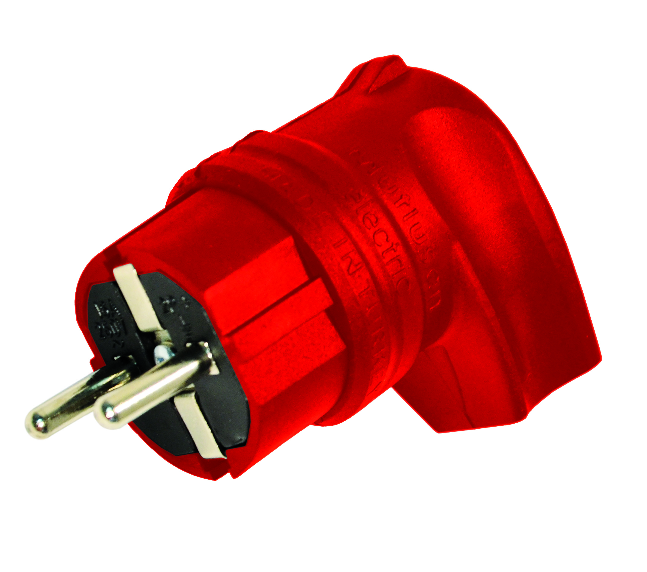 Вилка з/з, 16А, каучук, Г-подібна, червона, Mutlusan (010 083 300227)