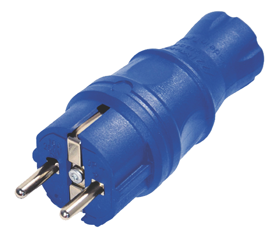 Вилка з/з, 16А, каучук, пряма, синя, Mutlusan (010 083 300128)