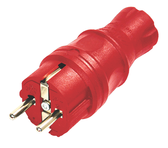 Вилка з/з, 16А, каучук, пряма, червона, Mutlusan (010 083 300228)