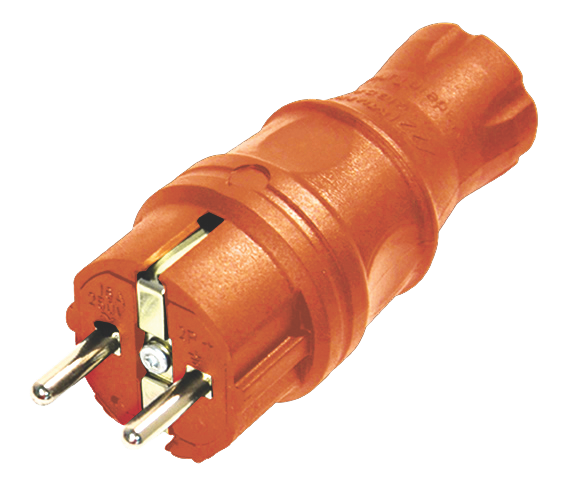 Вилка з/з, 16А, каучук, пряма, помаранчева, Mutlusan (010 083 300328)