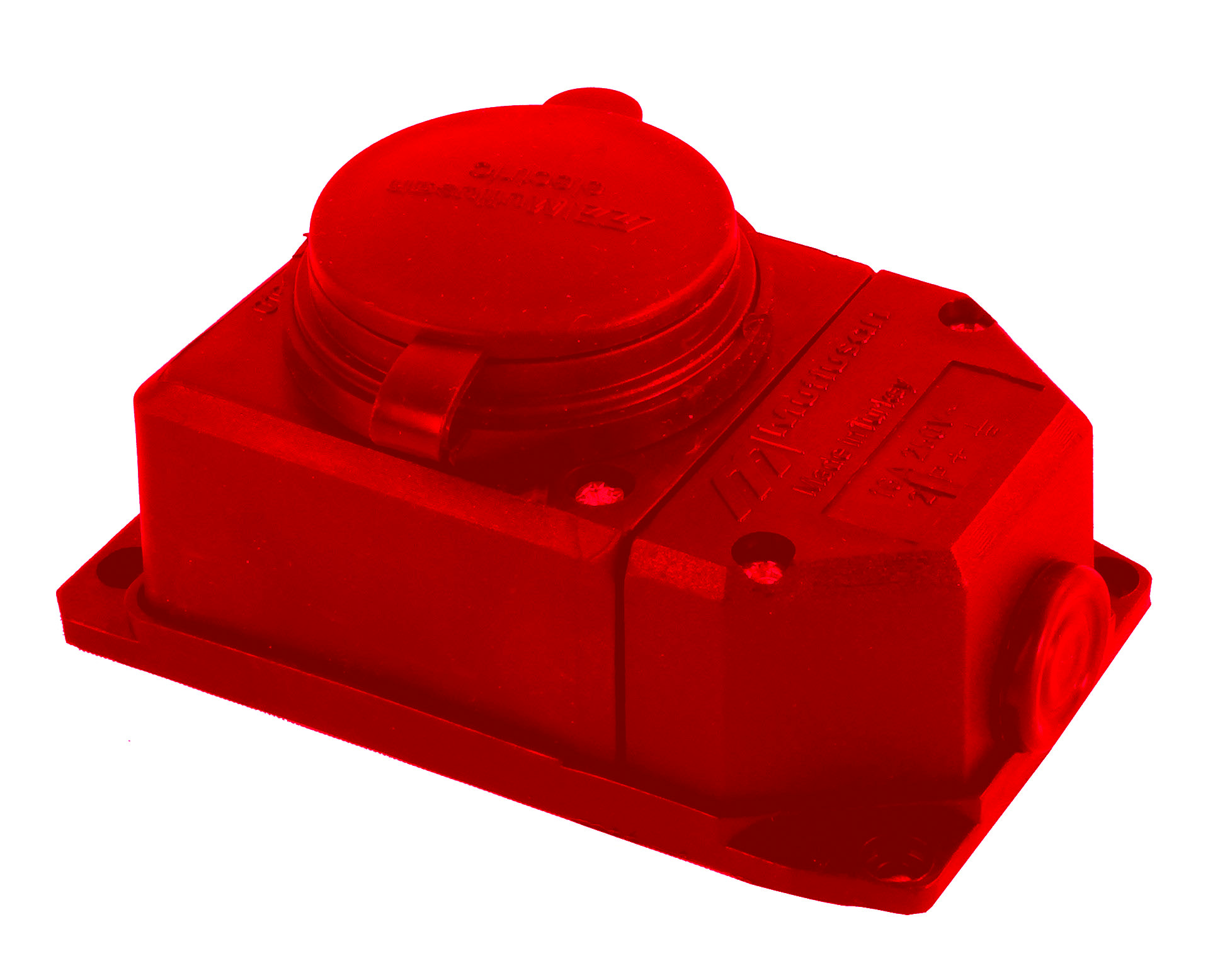 Розетка настінна з/з, 16А, каучук, (IP44), червона, Mutlusan 010 083 520296)