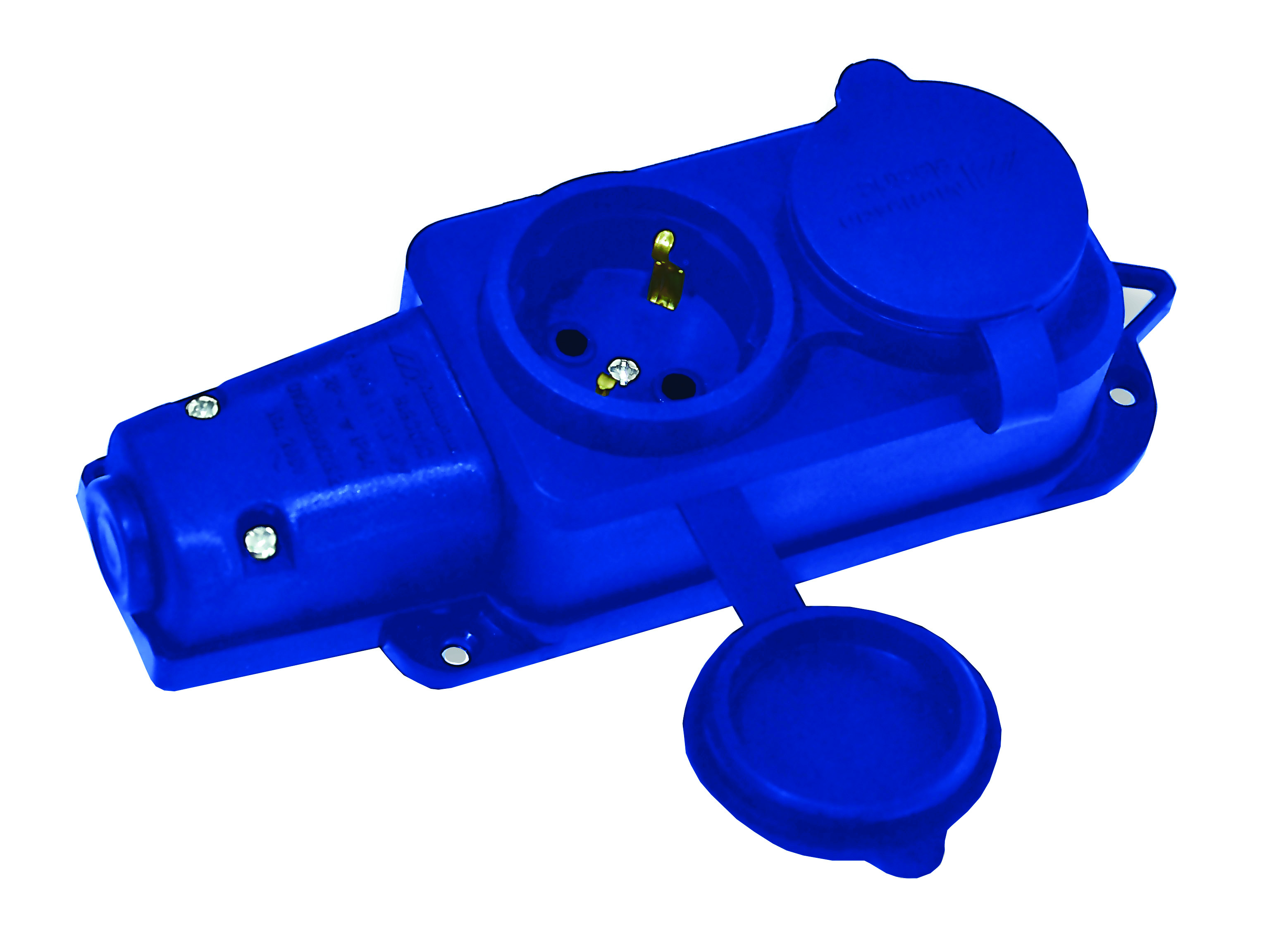 Колодка 2 гнізда з/з, 16А, каучук, (IP44), синя, Mutlusan (010 083 510292)