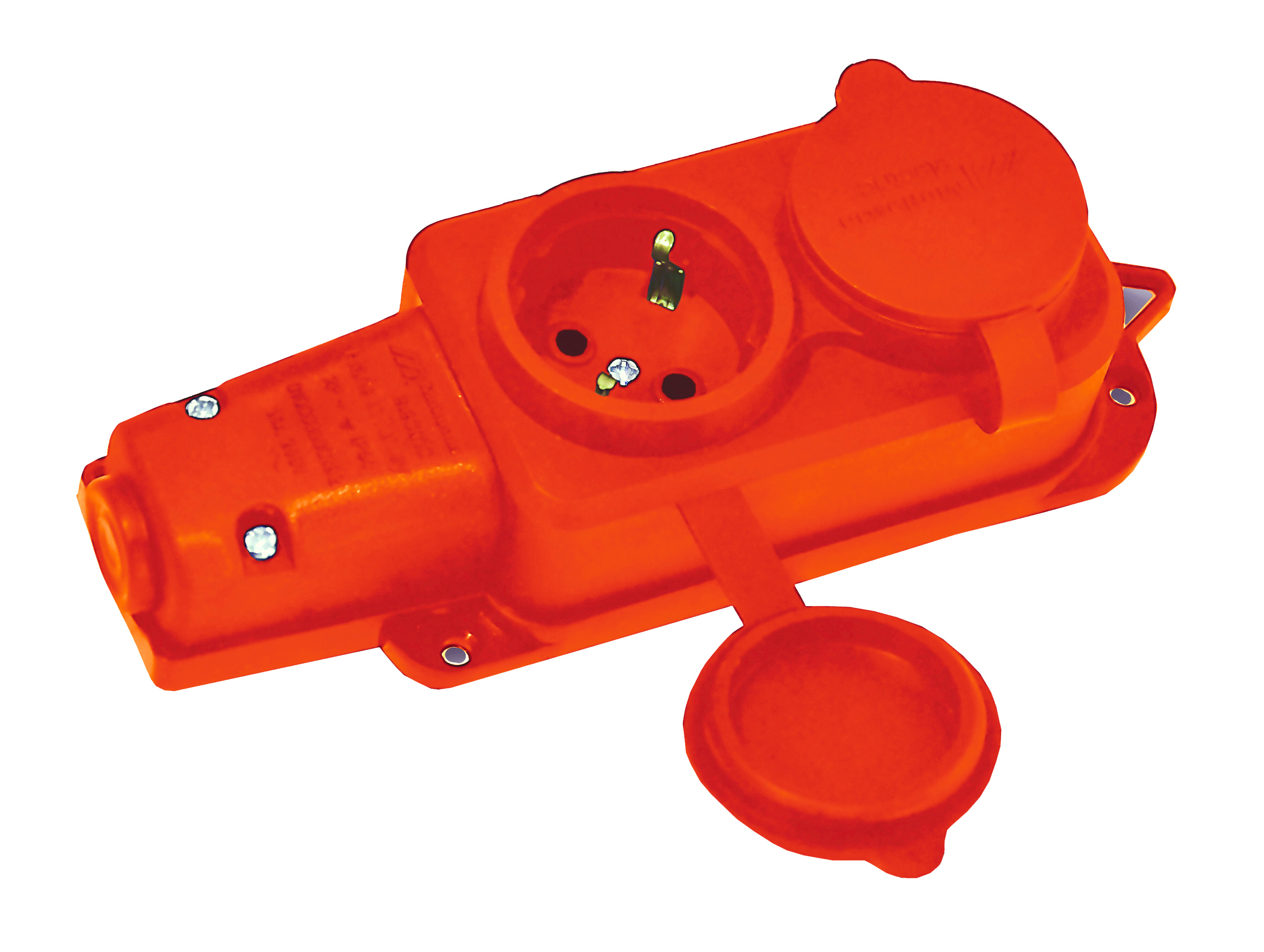 Колодка 2 гнізда з/з, 16А, каучук, (IP44), помаранчева, Mutlusan (010 083 530292)