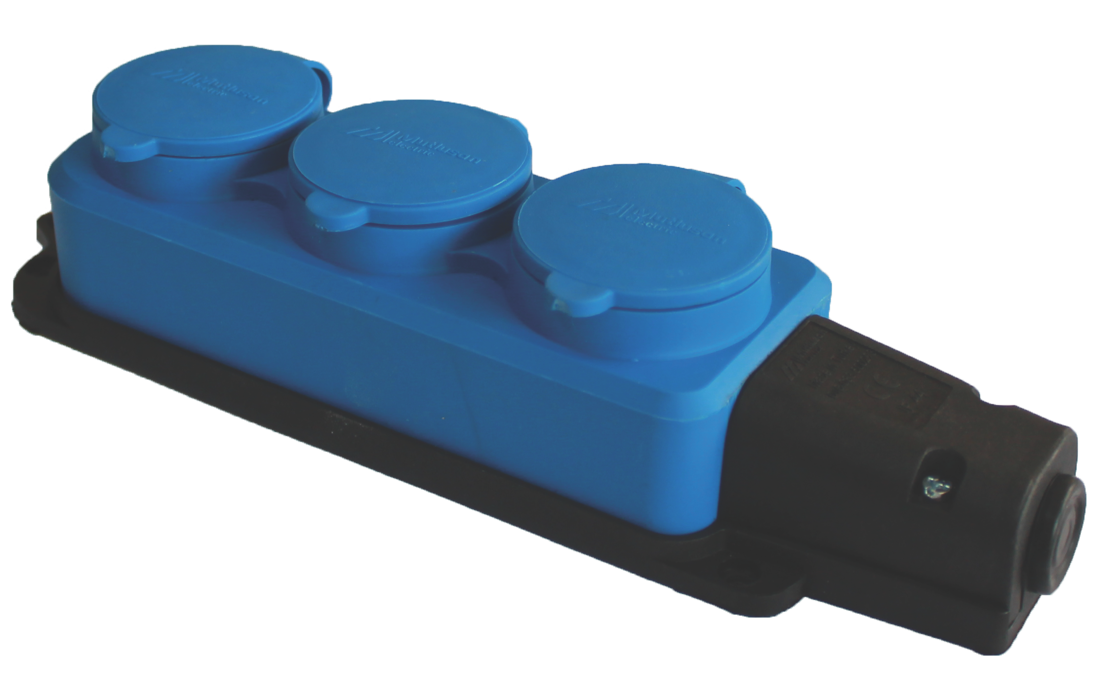 Колодка 3 гнізда з/з, 16А, каучук, (IP44), синя, Mutlusan (010 083 510293)