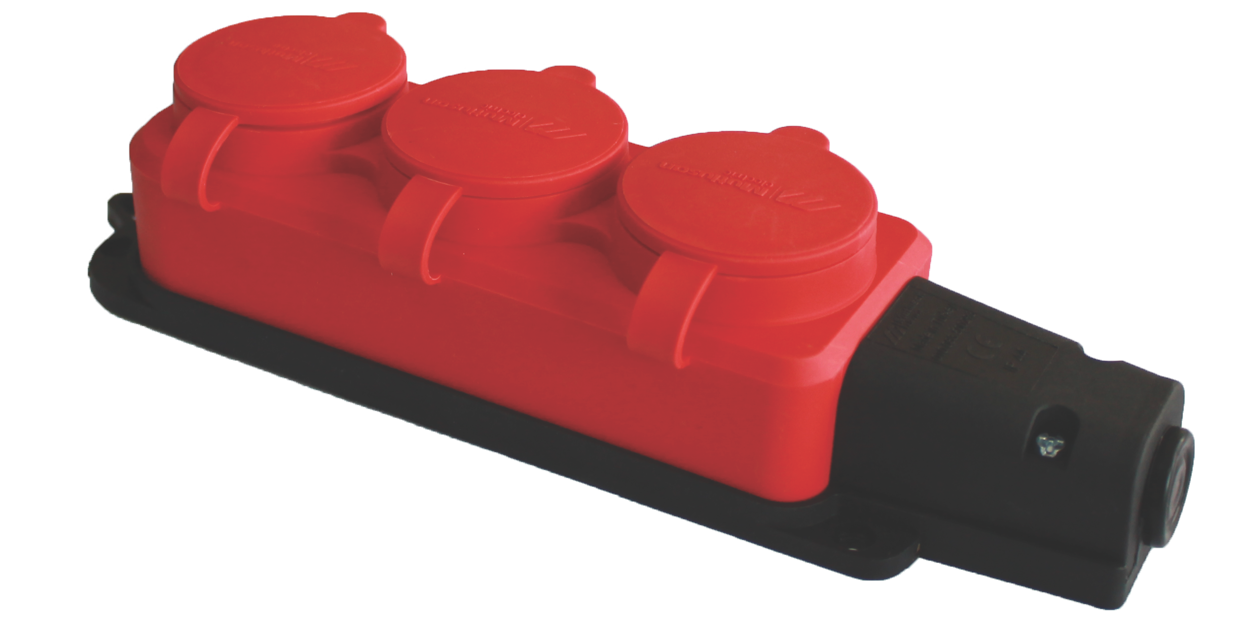 Колодка 3 гнізда з/з, 16А, каучук, (IP44), червона, Mutlusan (010 083 520293)