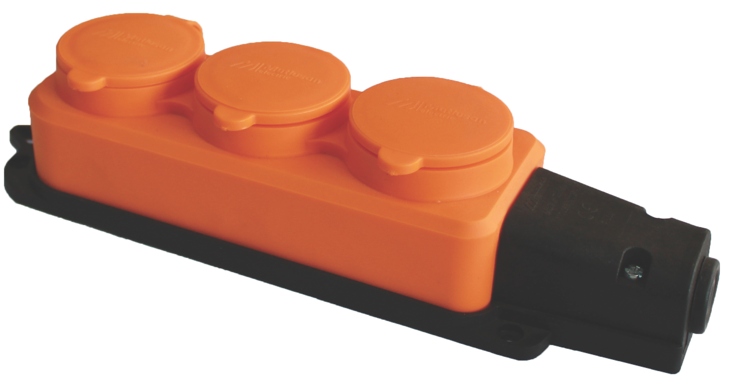 Колодка 3 гнізда з/з, 16А, каучук, (IP44), помаранчева, Mutlusan (010 083 530293)