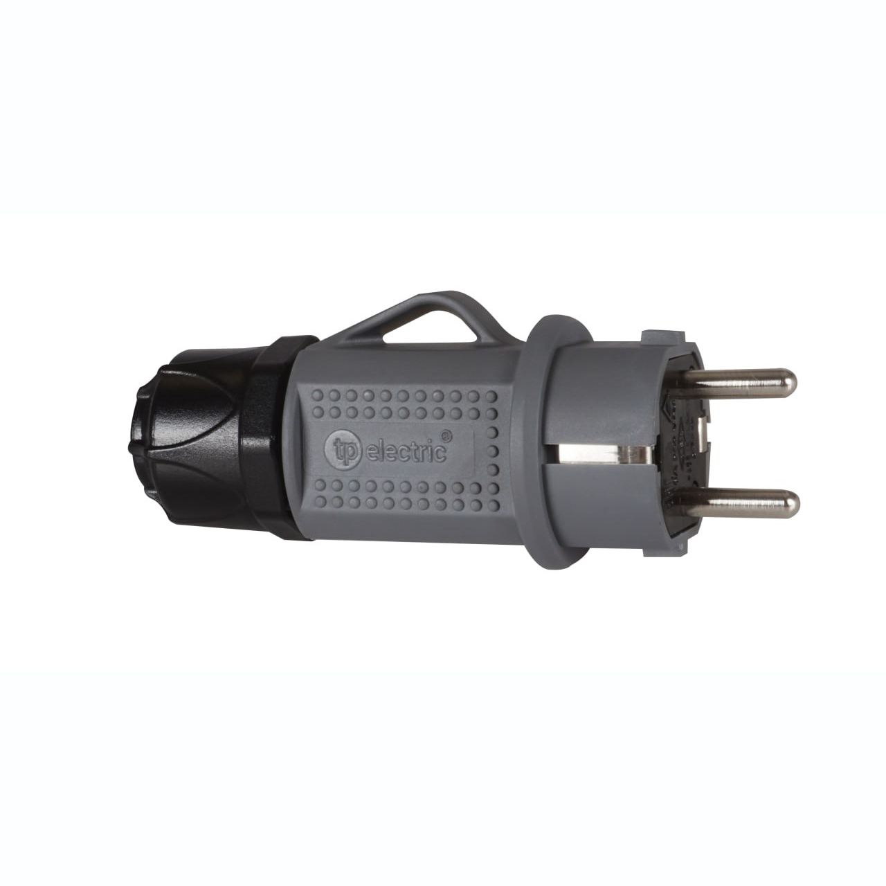 Вилка пряма з/з, 16А,  сіра (IP44), TP electric (3101-700-0600)
