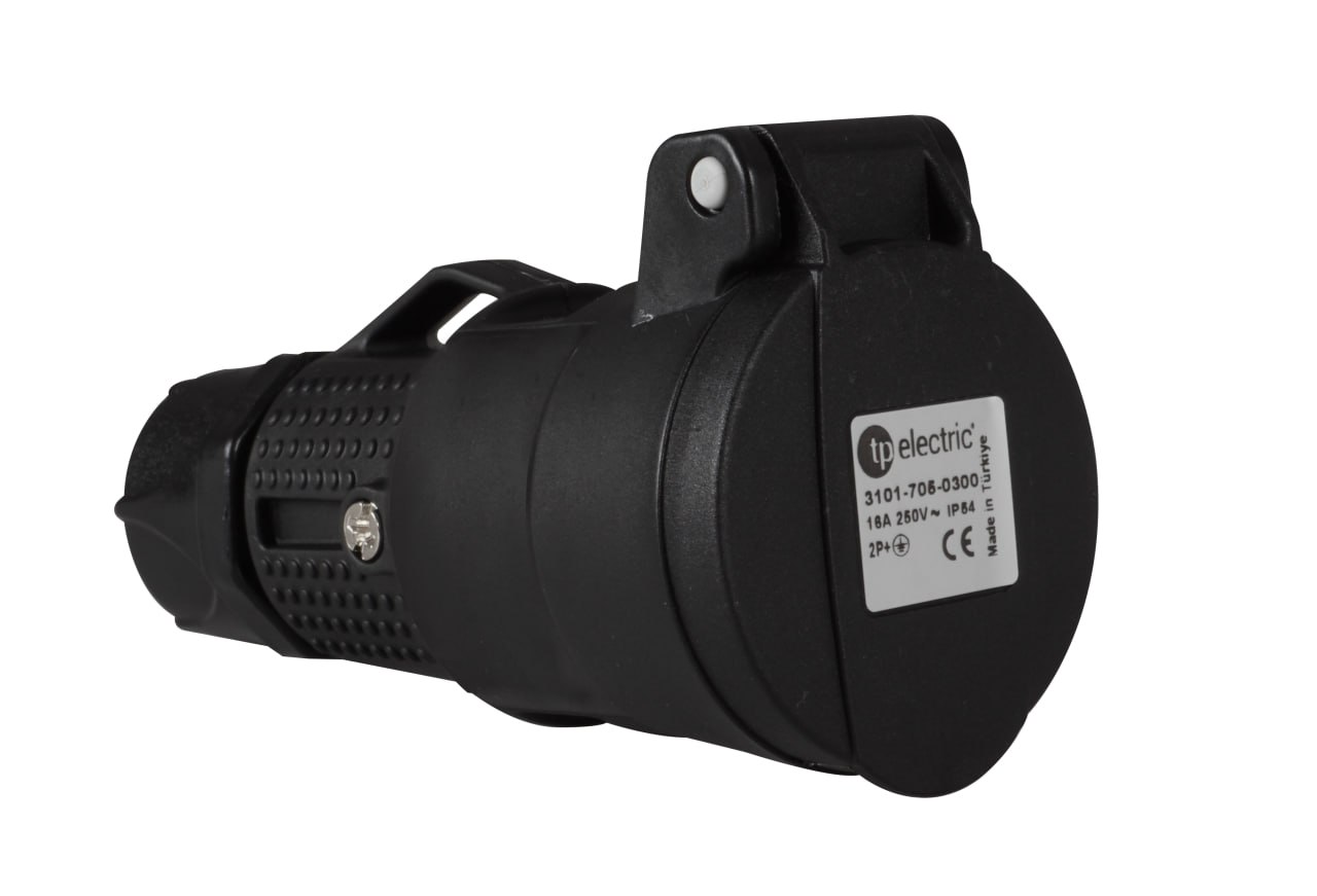 Розетка з/з, 16А,  чорна, (IP44),  TP electric (3101-705-0300)