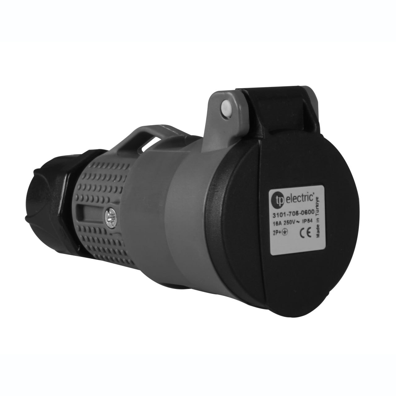 Розетка з/з, 16А,  сіра, (IP44),  TP electric (3101-705-0600)