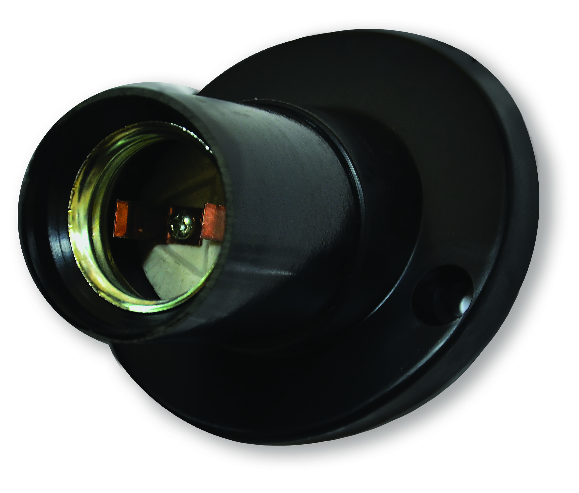 Патрон Е27 накладний, карболіт, чорний, косий (Е27ФпП-03)