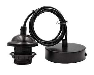 Підвісний декоративний патрон люстр E27, метал, чорний, кабель 1 м