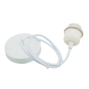 Підвісний люстрний патрон E27, металевий корпус, білий, кабель 1 м