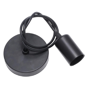 Підвісний патрон E27 з металевою основою, чорний, кабель 1 м