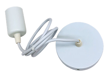 Підвісний патрон E27 з металевою основою, білий, кабель 1 м