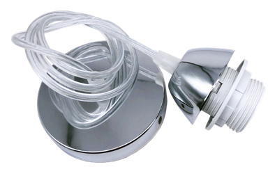 Підвісний люстрний патрон E27 з металевою основою, срібний, провід 1 м