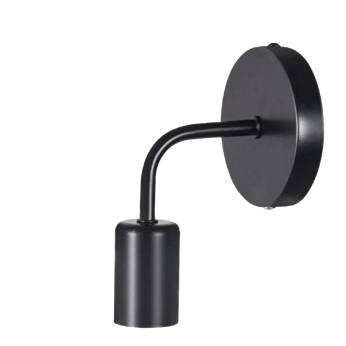 Настінний декоративний патрон під лампу E27, Г‑подібний, чорний