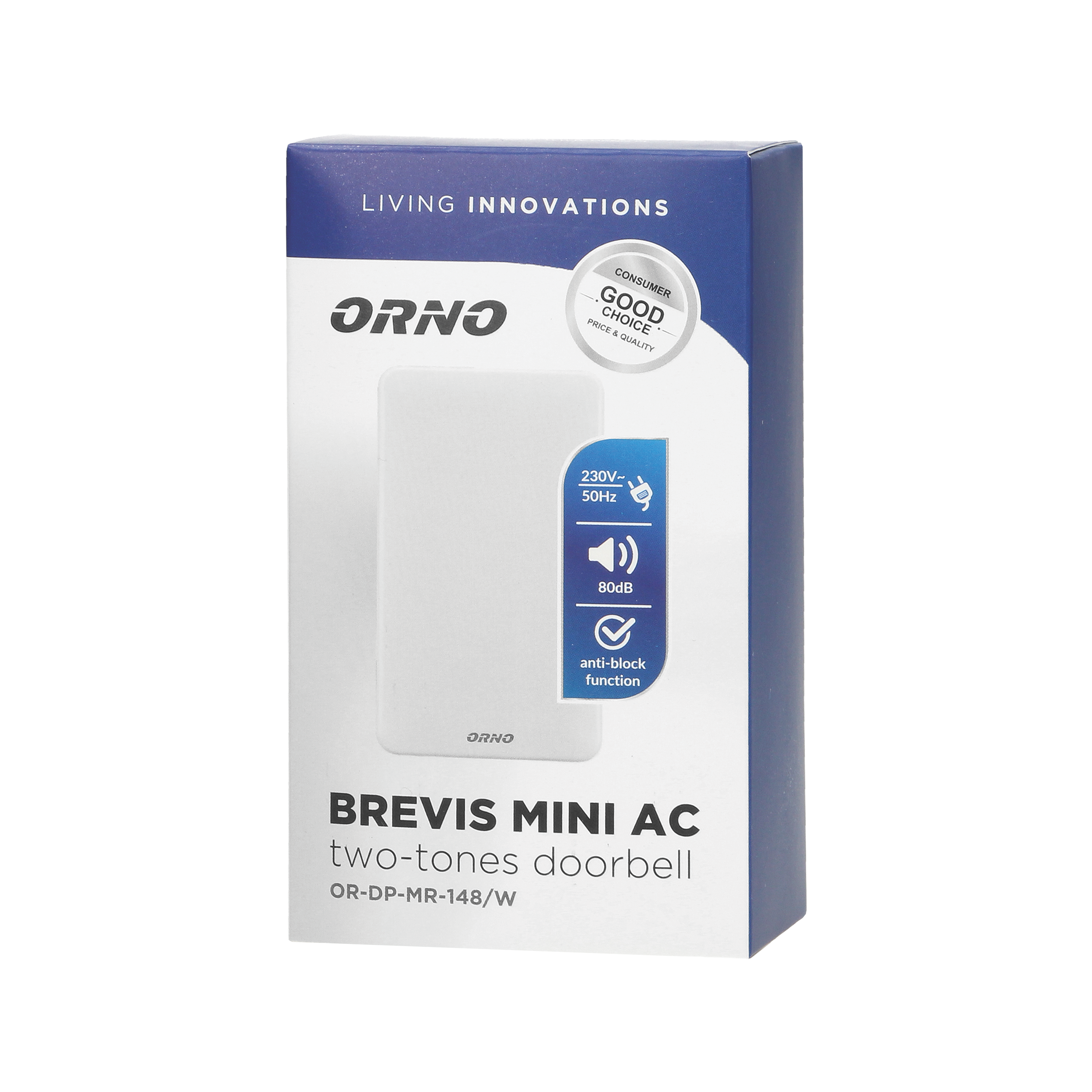 Дзвінок 220V, дін/дон, 80дБ, 60W, ІР20, відкр/у, ORNO