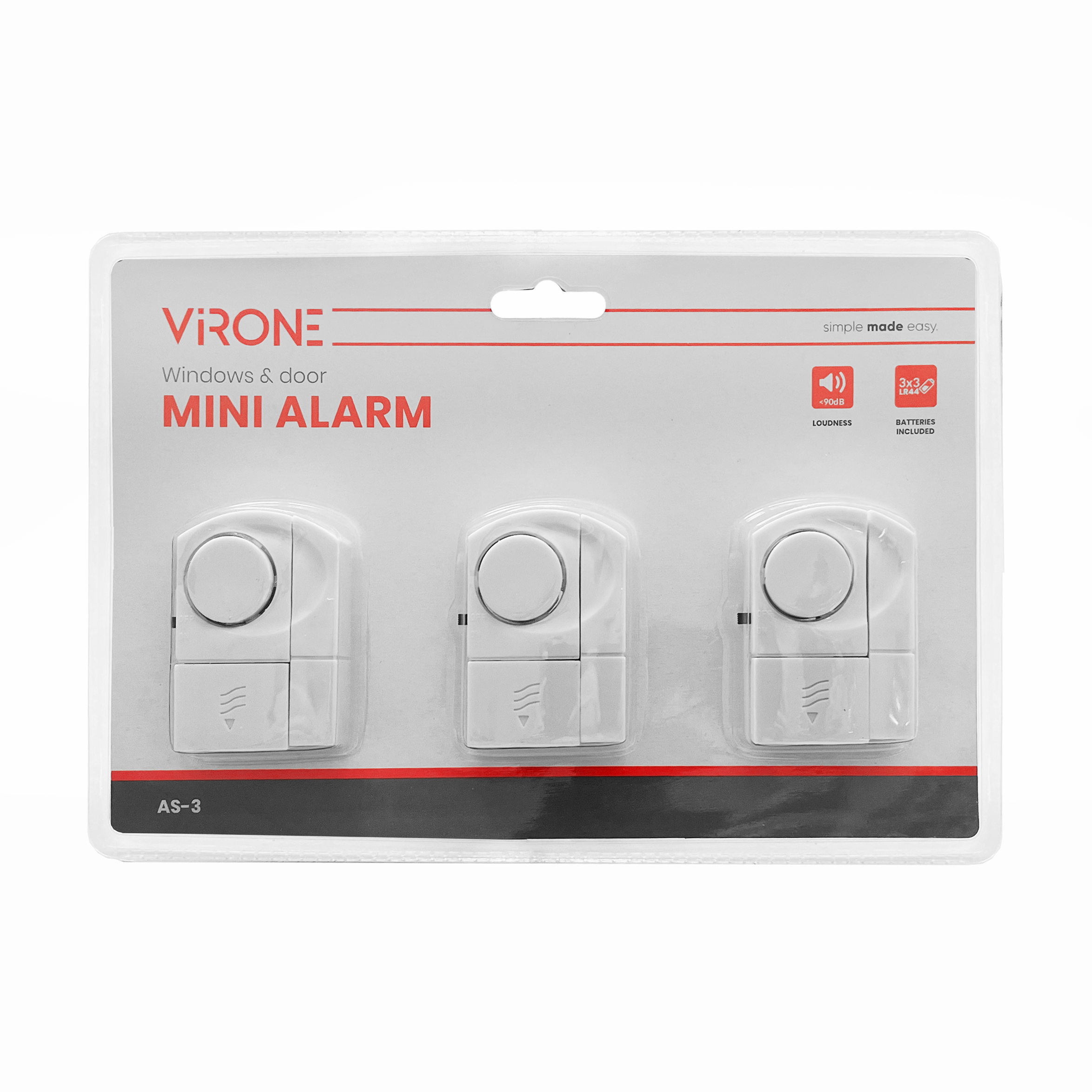 Набір міні‑сигналізацій VIRONE AS‑3 для вікон і дверей, 3 шт.