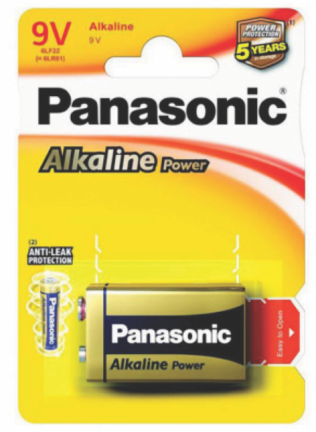 Батарейка 6LR61/1BL 9V Alkaline Power (Bronze), PANASONIC (6LR61REB/1BP)